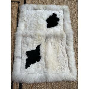 Alpaca Fur Lumbar Pillow cover case made in Peru white black spots soft 20x14”